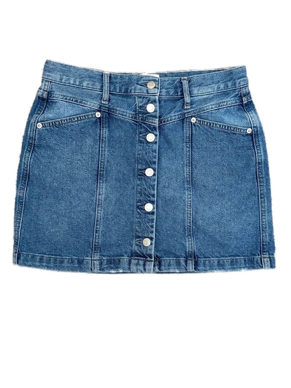 Rails Blue Button Front Denim Jean Mini Skirt size 28